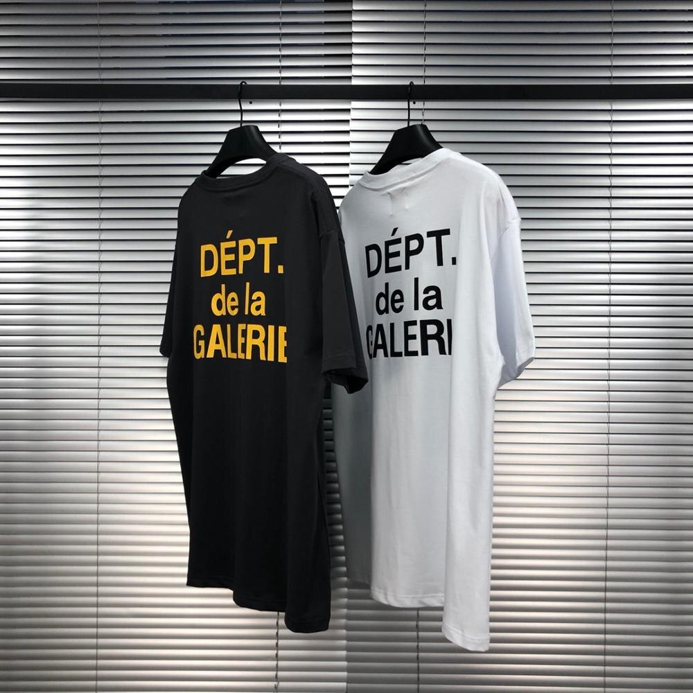 Gallery dept.french logo tee basic style bronzing letters washing distressed short sleeve t-shirt dark grey