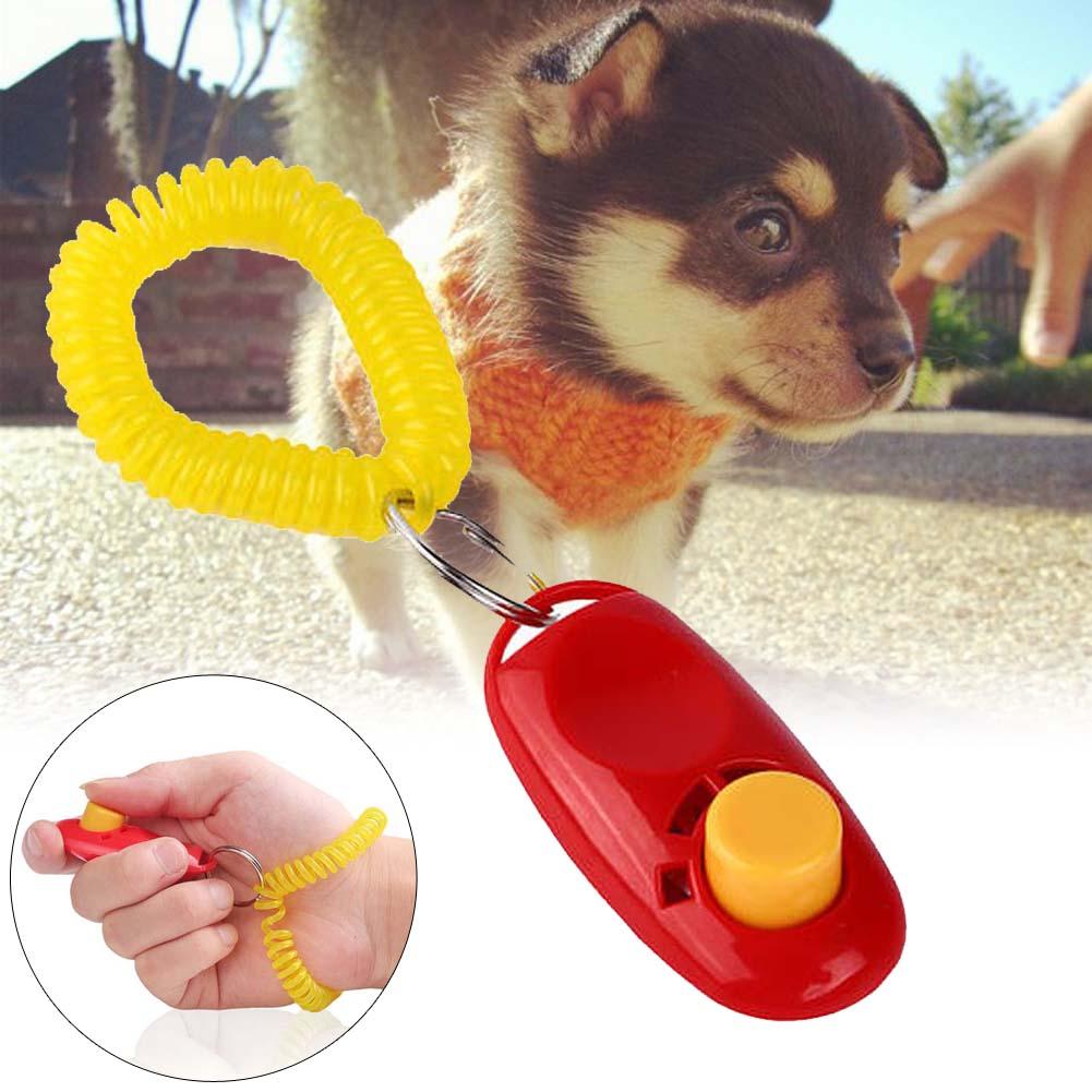 1pc Dog Pet Training Clicker Click Button Trainer Obedience Aid Wrist: Red