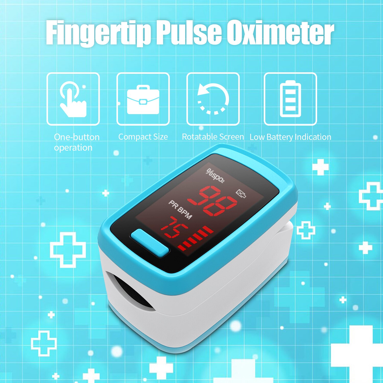 Digital Fingertip Pulse Oximeter Finger Oximeter LED Display Blood Oxygen Sensor Saturation SpO2 Heart Rate Monitor Measurement