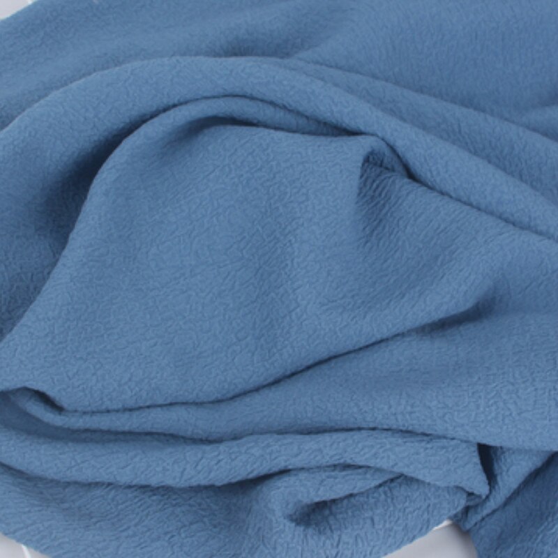Style coréen bulle crêpe en mousseline de soie tissu rétro solide robe courte femmes robe vêtement matériel: Denim blue