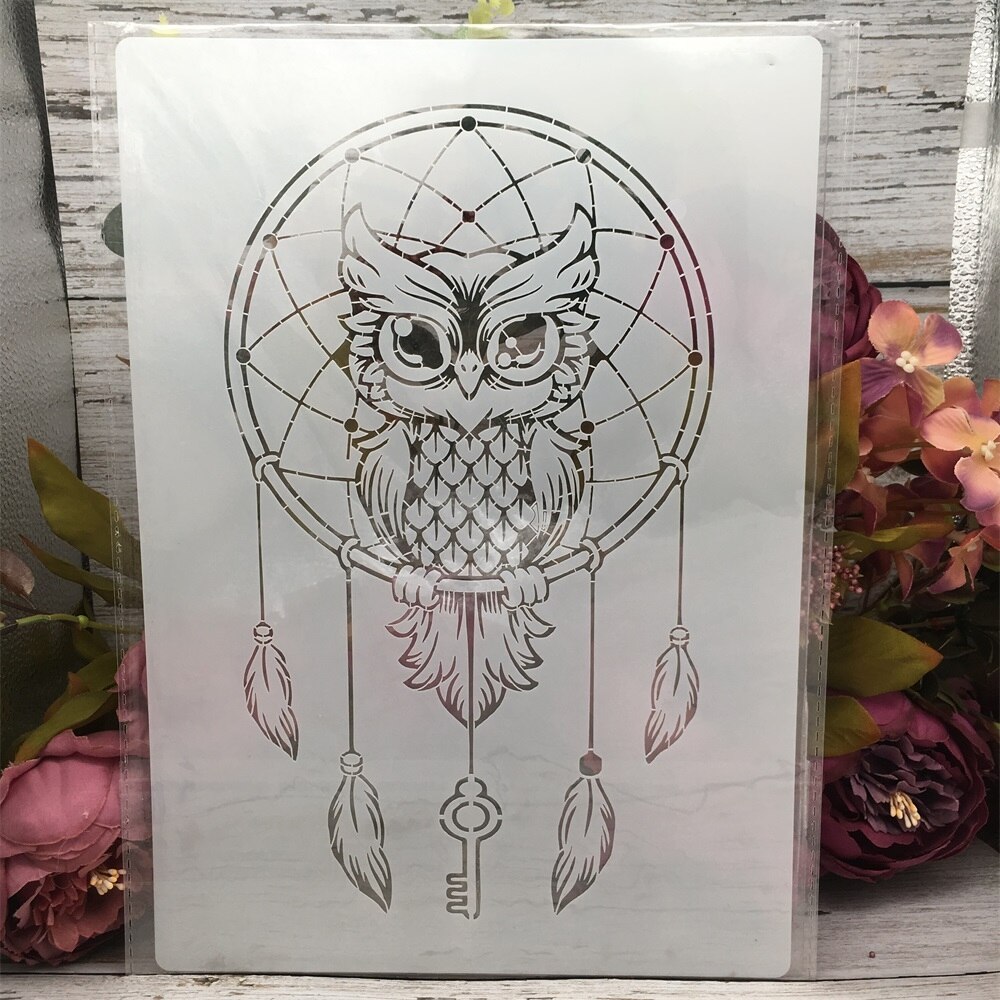 A4 29cm Owl Dream Wheel DIY Layering Stencils Wall... – Vicedeal