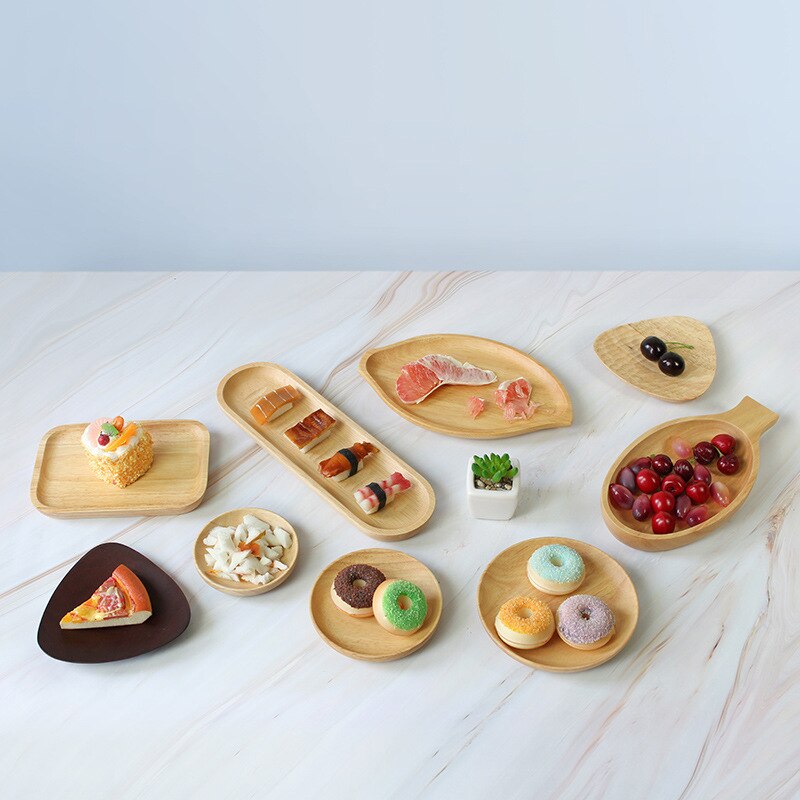 Whole Wood Lovesickness Wooden Tray Tableware Round Solid Wood Plate Dishes Saucer Tea Tray Dessert Dinner Plate Home Dinnerware