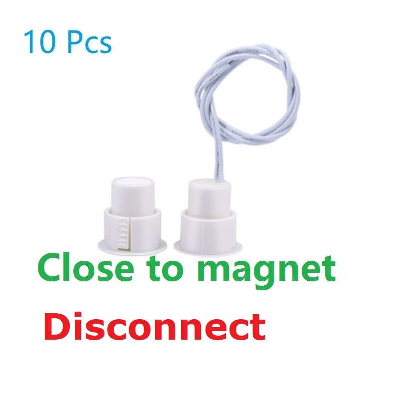 10PCS NO NC Wired Garage Door Reed Magnet Door Window Contact Sensor Alarm Open Loop: close disconnect