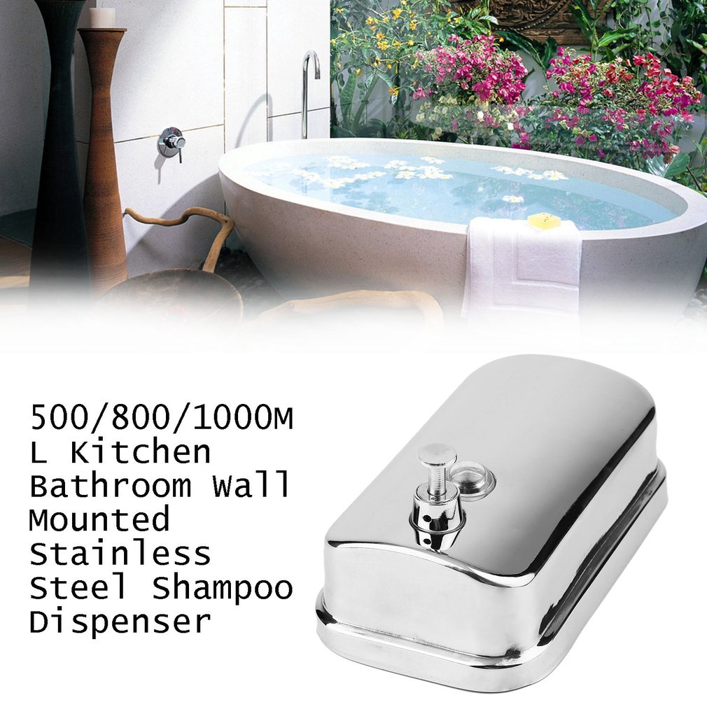 Dispensador de 500/800/1000ml, dispensador de sabão líquido de aço inoxidável, suporte de parede, shampoo, dispensador de loção de banho