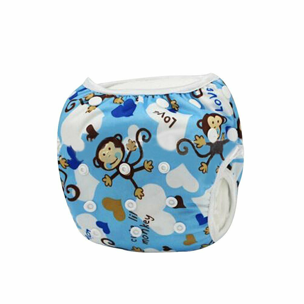 Svømmeble justerbar genanvendelig vaskbar bukser ble nyfødt baby småbørn drenge børn piger svømmer: Blå abe