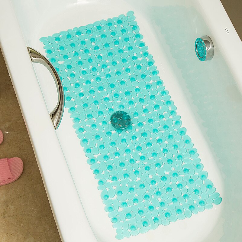 Badekar måtter badekar pvc stor sikkerhedsbruser skridsikker badeværelsesmåtter med sugekopper småsten gulvpuder 40*88cm: Lysegrøn
