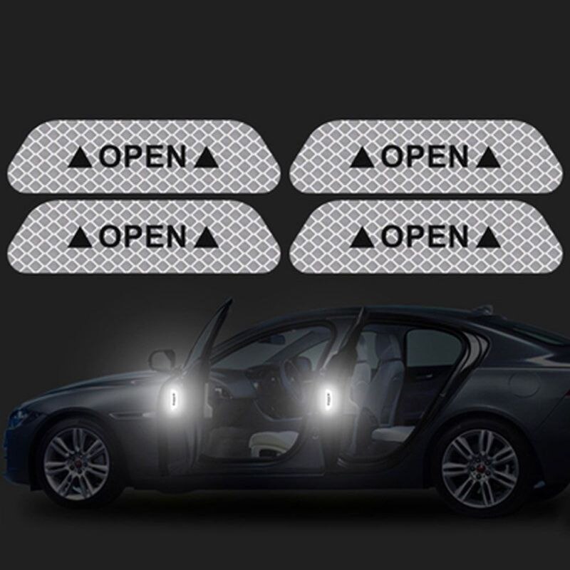 Auto Tür Öffnen Reflektierende Warnband markieren Nacht Sicherheit Aufkleber für BMW alle serie 1 2 3 4 5 6 7 X E F-serie E46 E90 F09: 4pcsA Weiß