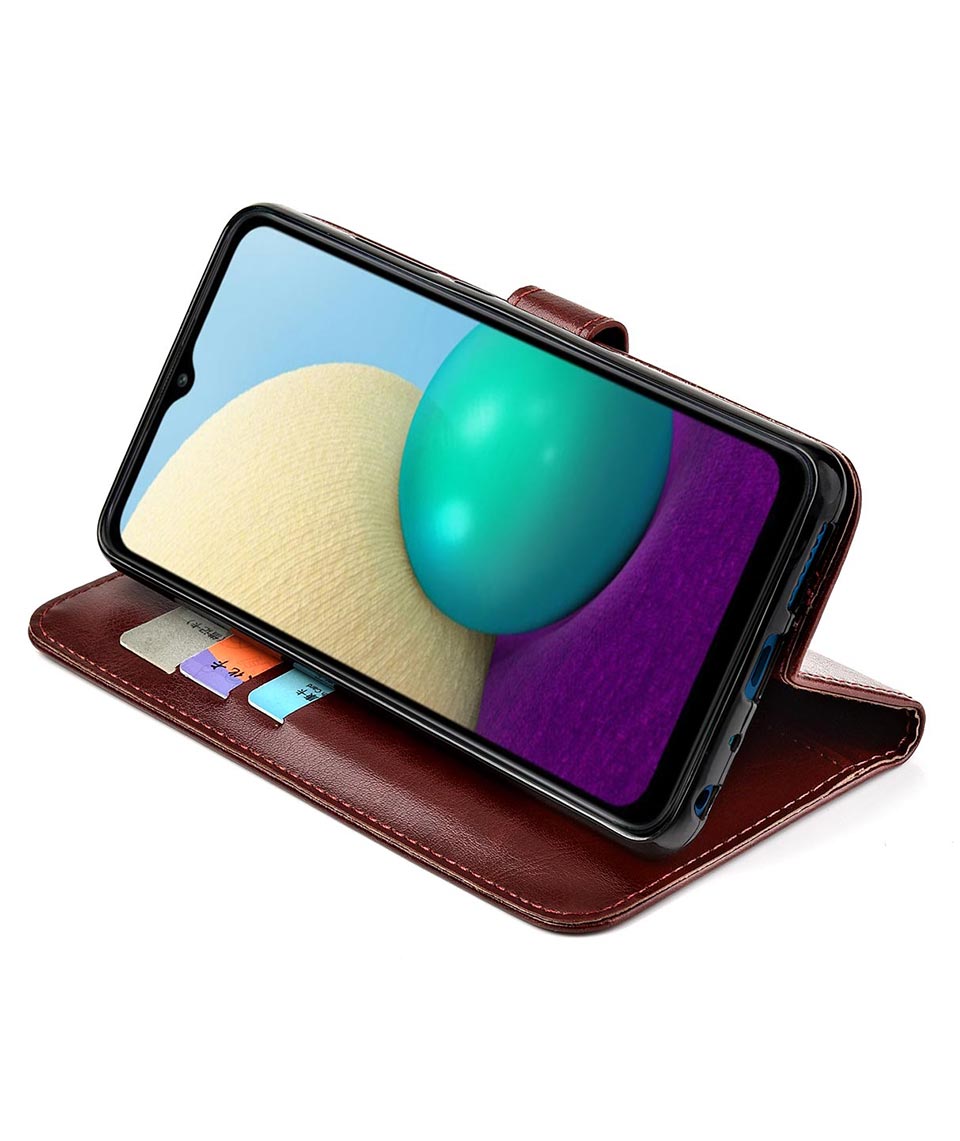 Étui à rabat en cuir pour Samsung A02 coque arrière pour téléphone Samsung Galaxy A02 A02 A022F 6.5''