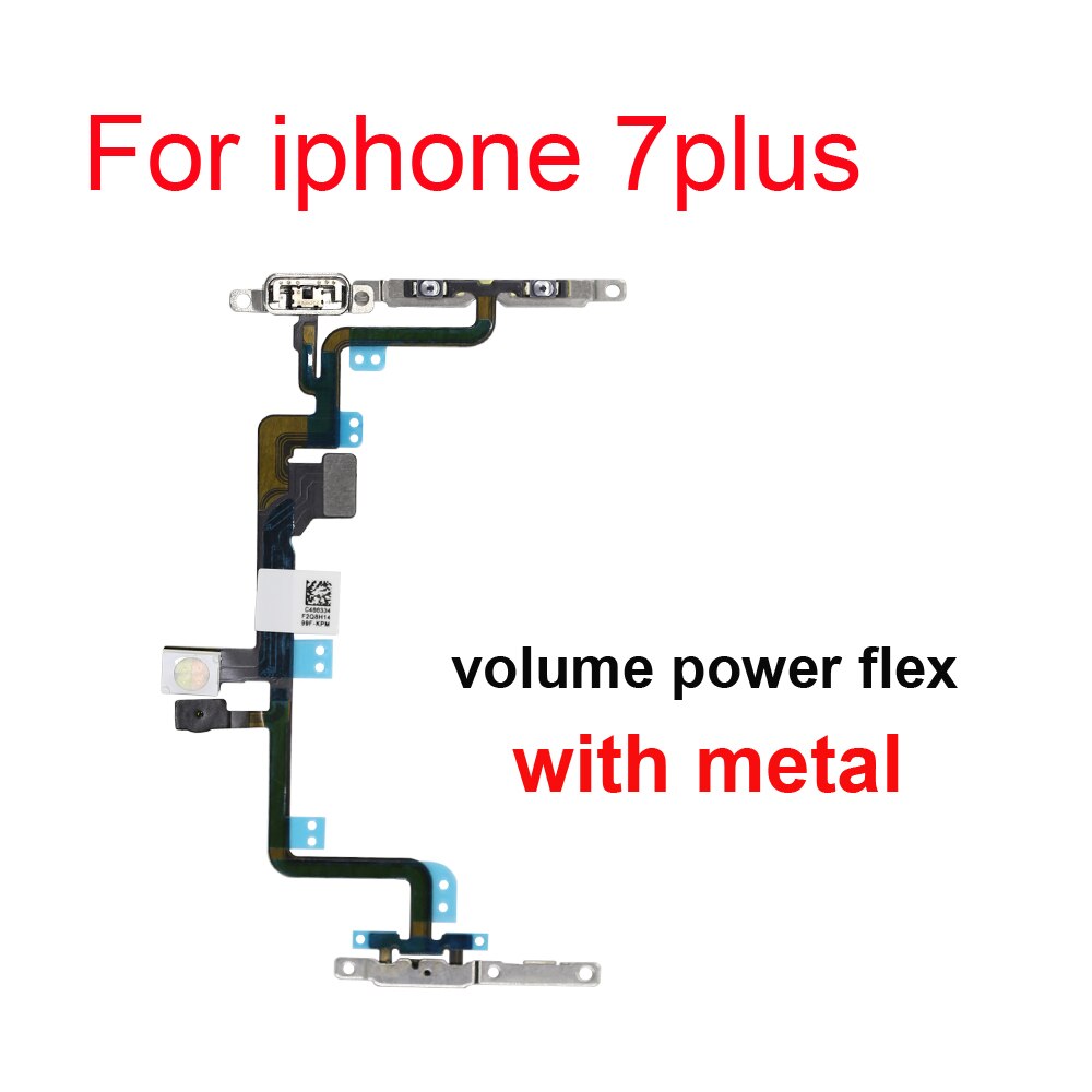 1 stk power flex med metalholder til iphone 5 5s 6 6s 7 8 plus mute switch strømstyrkeknap flex kabel: For 7p strømvolumen