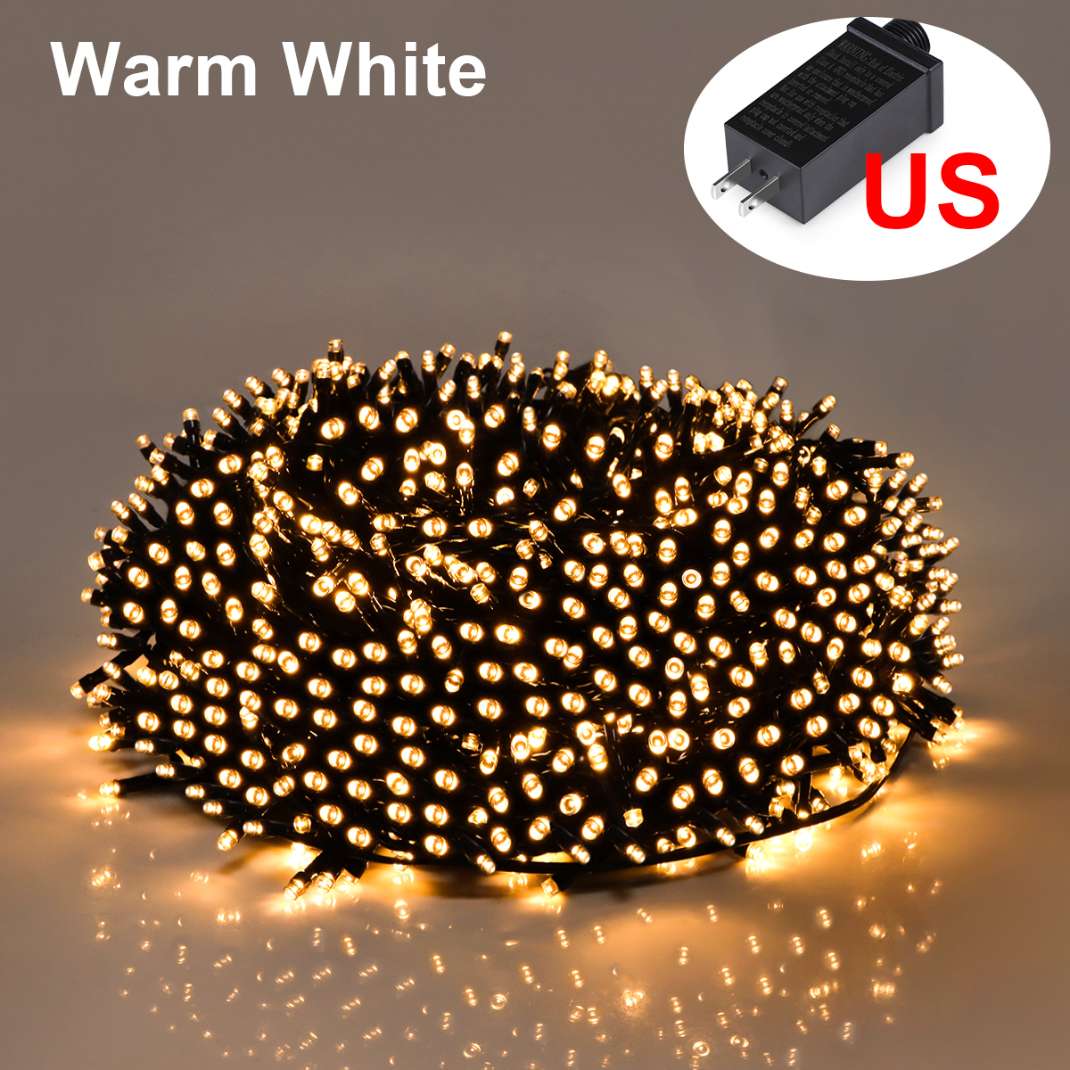 328FT-33FT LED String Christmas Light 100-1000 Lights Outdoor Waterproof Fairy Garland Lights Party Halloween Decorations Lights: sunny yellow / 0-5W