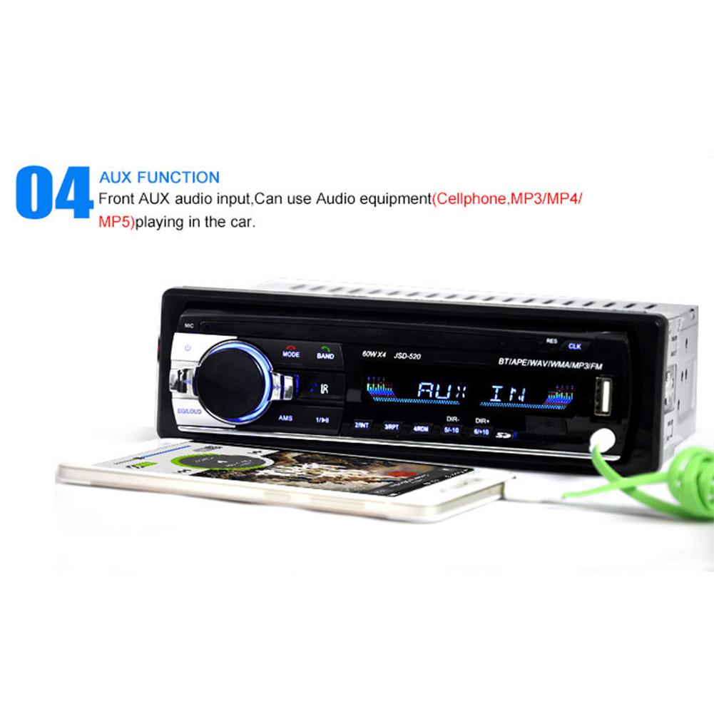 Bluetooth Car MP3 Player Audio Stereo 4X60W Car Radio 12V In-dash 1 Din FM Aux Input Receiver