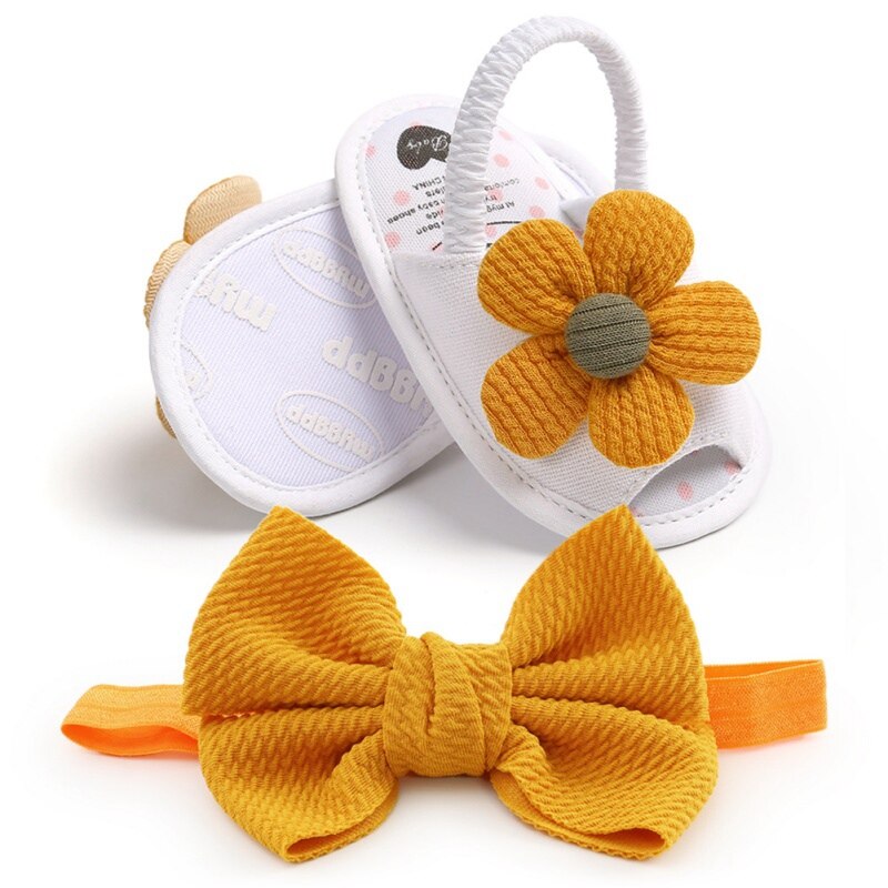 Sandali del bambino Delle Ragazze Scarpe Carino Fiori Traspirante anti-Slittamento Pattini di proprietà Sandali + arco Fasce 0-18M: Grigio scuro / 7-12 mesi