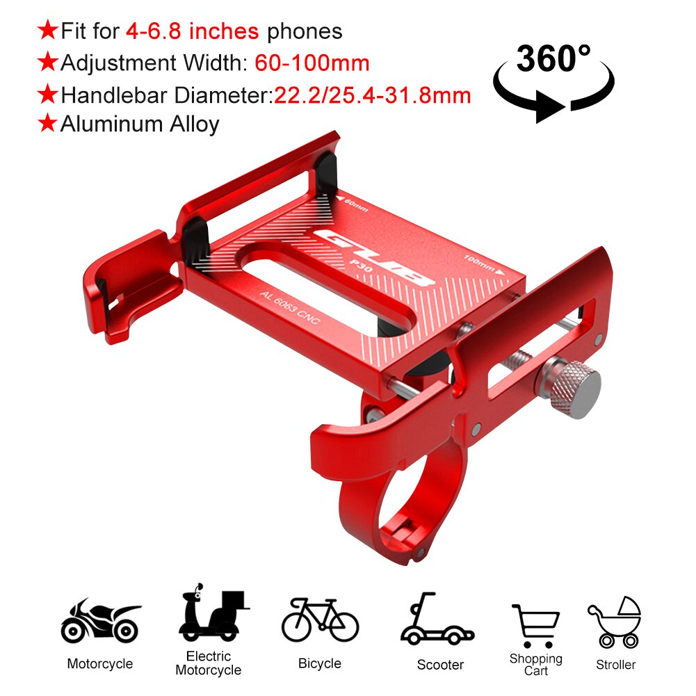 Gub Plus 9 Motorfiets Telefoon Mount Draaibare Fiets Mobiele Telefoon Houder Mtb Rekken Fietsen Scooters Mount Fiets Accessoires: P30 red