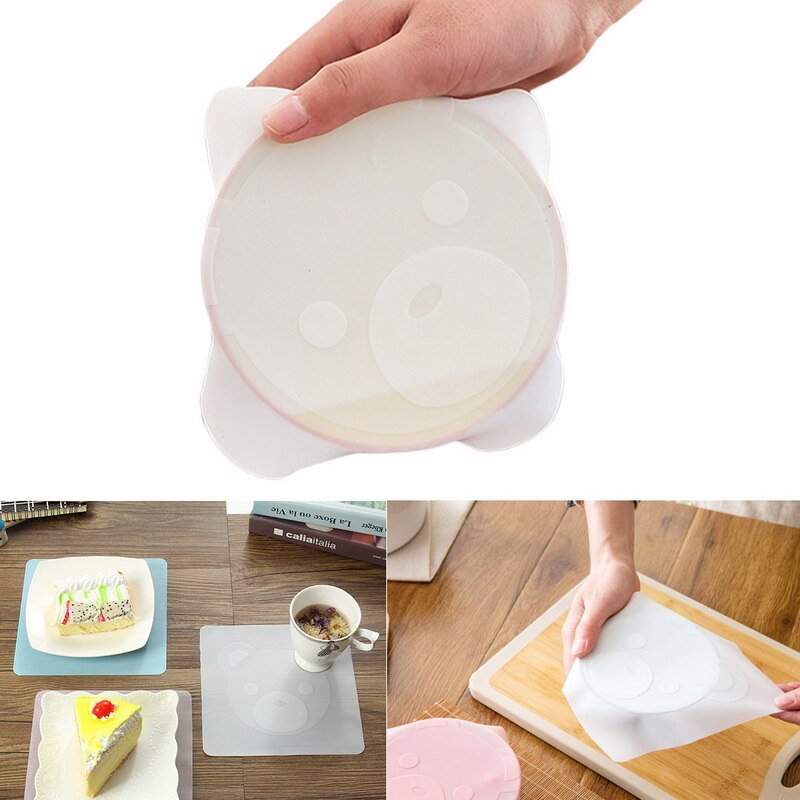Hoomall Food Grade Silicone Wrap Food Fresh Keeping Saran Lid High Stretch Seal Vacuum Container Cover Storage Lids Kitchen Tool: white with pattern