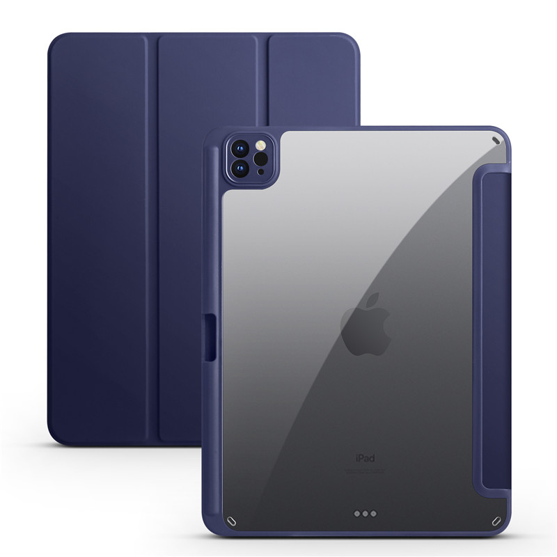Para iPad Air 13 2025 Funda con portalápices cubierta dura trasera transparente acrílica triple para Coque iPad Air 13 2024 2025 M3 M2 Funda: Morado