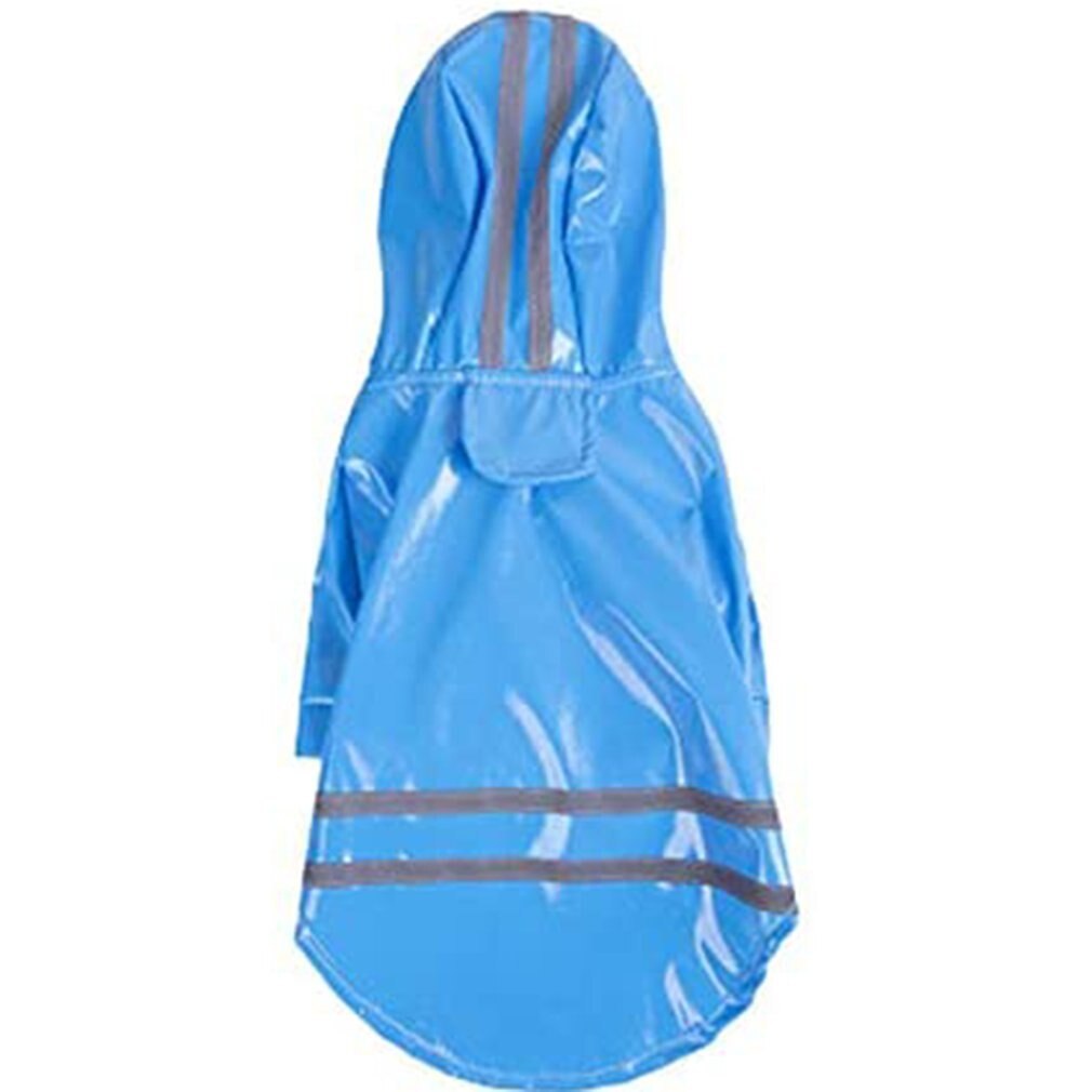 Pu Reflective Strip Pet Raincoat Outdoor Pet Rain Proof Dog Hooded Waterproof Coat Cat And Dog Clothing Pet Supplies: Sky Blue / L