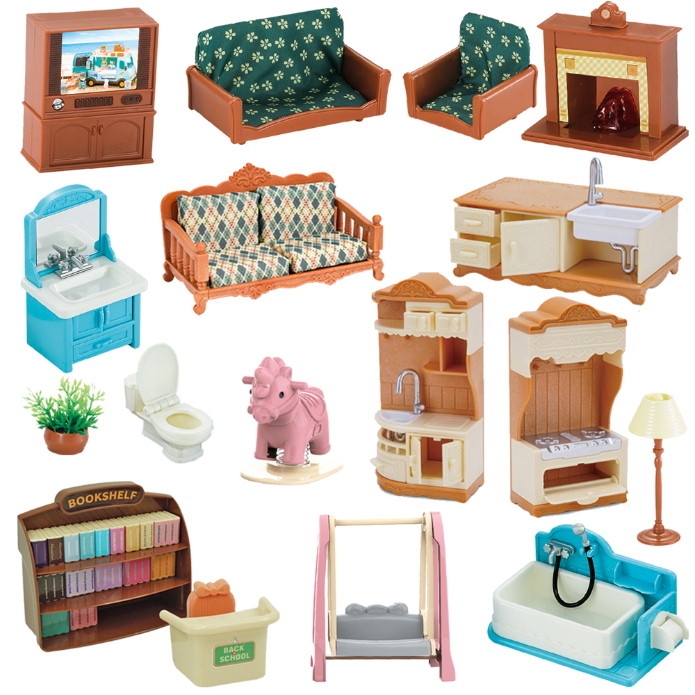 Wald Familie 1:12 Puppenhaus Wohnzimmer Vergnügungspark Ebene Puppe Zubehör Mini Modell Möbel vorgeben Spielen Für Mädchen