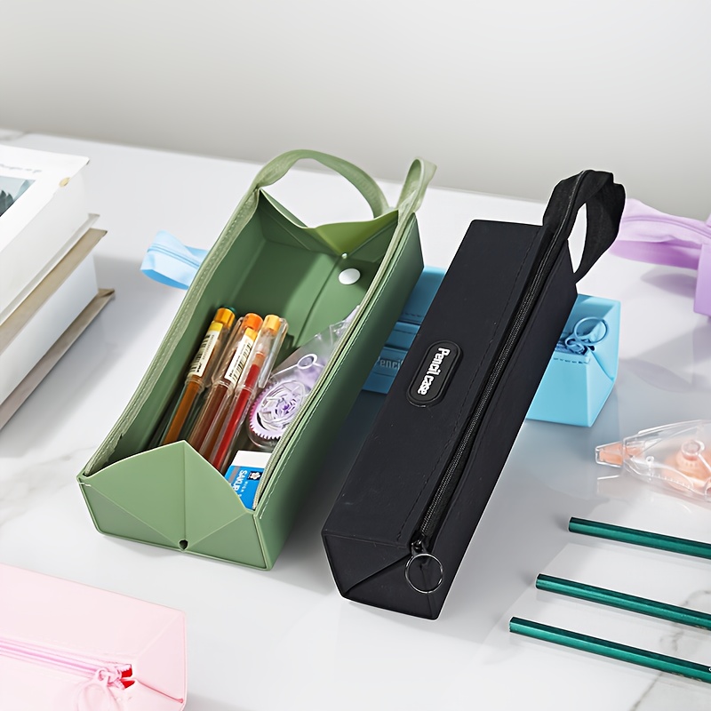 Estuche de lápices de silicona, organizador duradero y portátil para útiles escolares, elementos esenciales de oficina y accesorios de viaje, 1 ud.