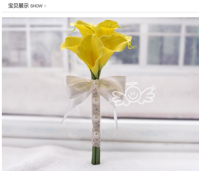 6 stk calla lilje blomster brude bryllup buketter formell brudepike hage kirke Strand bryllupsfest hvit gul blondere