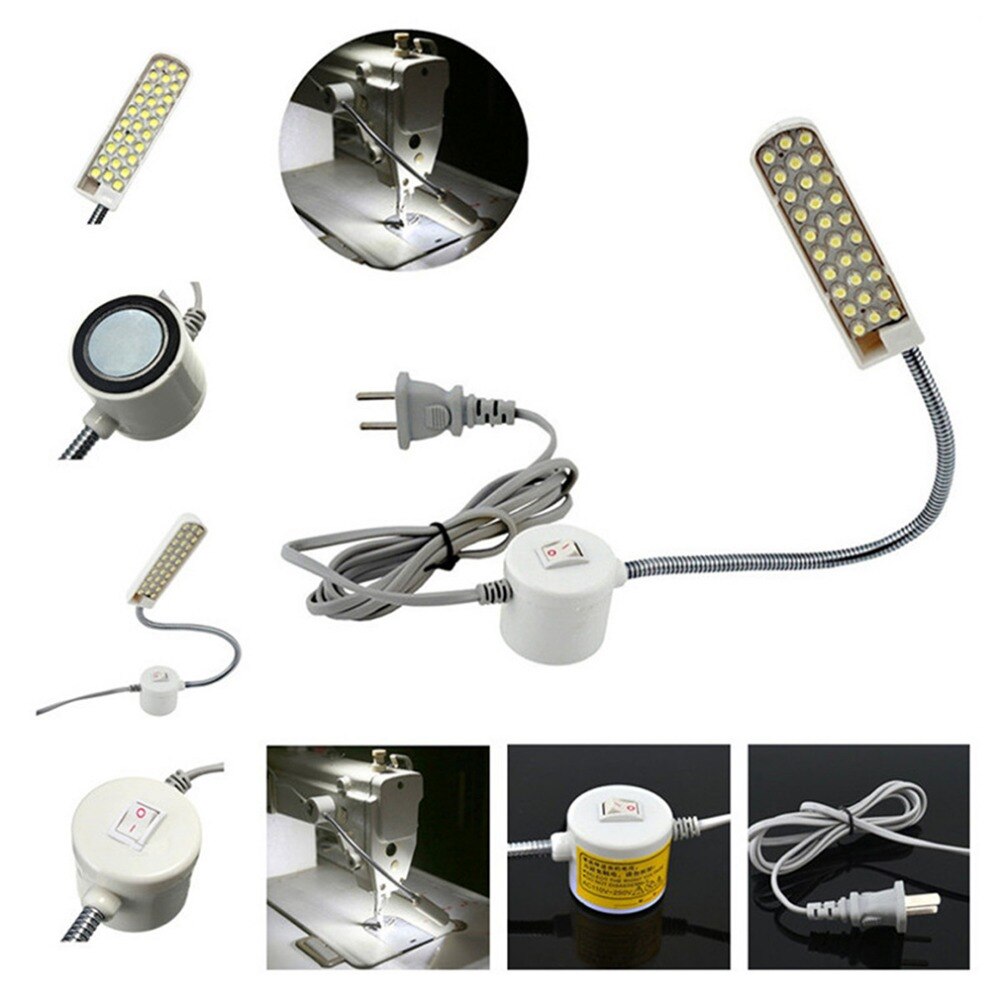220-250V 30 LEDs Sewing Machine Light Gooseneck Lamp with Magnetic Base Home Working Light Lamp Sewing Machine Accessories