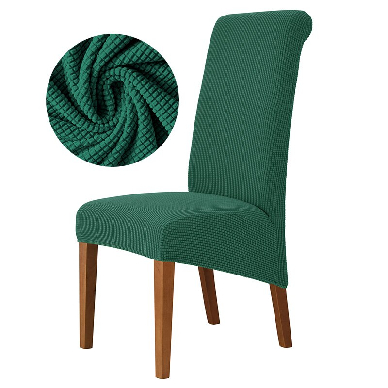 Jacquard XL Dining Chair Cover Extra Large Elastic Stretch Case for Chairs Spandex Long Back Chair Slipcover Kitchen: Blackish green