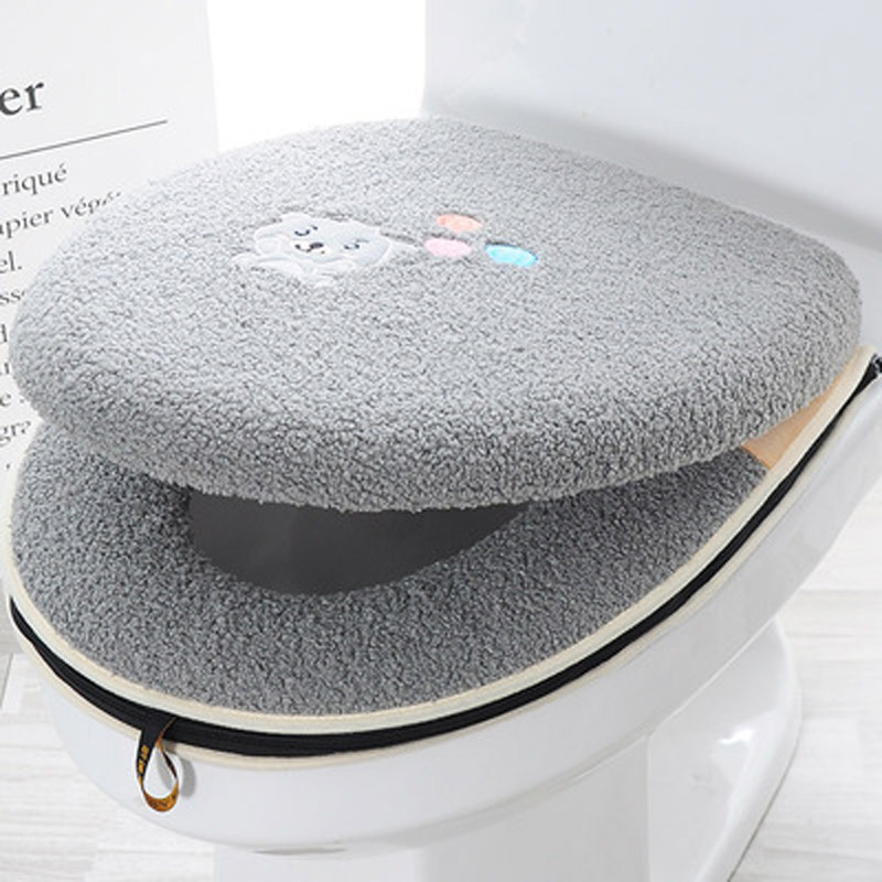 Siège de toilette en tissu doux, chauffant, pour salle de bain, couvercle lavable, coussin de couverture supérieur, fournitures de siège de toilette épaissi: A18