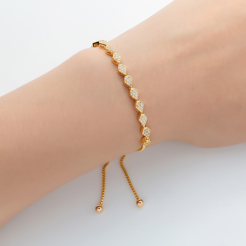 Hadiyana ovale ketting met zirkonia, sieradenset voor dames, koperen ketting, armband en oorbellen, set van  tz8054