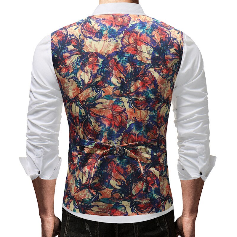 M -5xl heren vest chalecos para hombre heren print bloemen vest casual pak vest vier seizoenen colete masculino