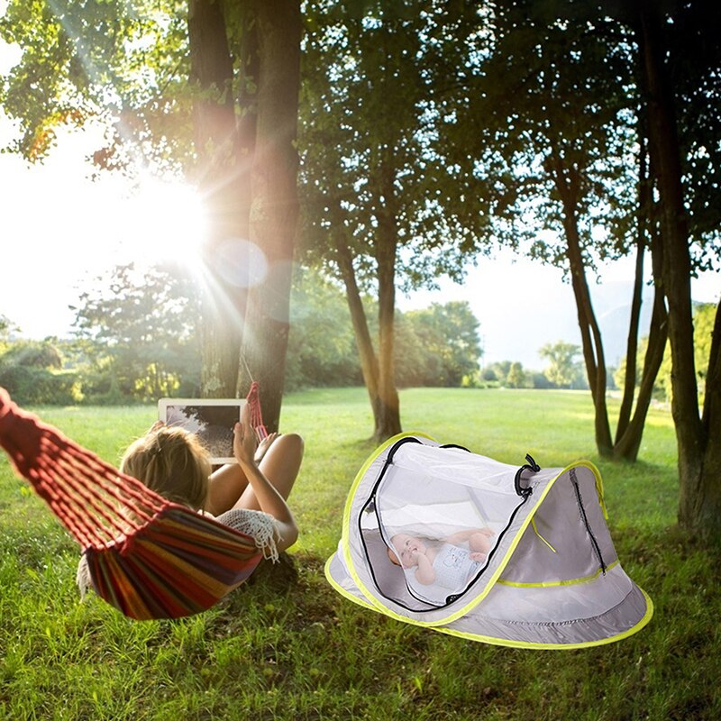 Zanzariera pieghevole tenda da spiaggia per bambini Mini cerniere traspiranti zanzariera Playhouse tenda da gioco per bambini camera da esterno per bambini