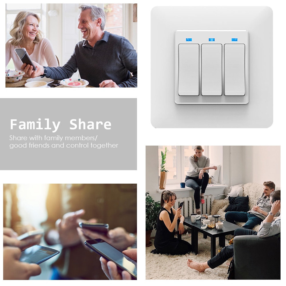 AVATTO Smart WiFi Switch with Random combination, Smart home automation Wall Light Switch 1/2/3 Gang Work with Alexa,Google Home