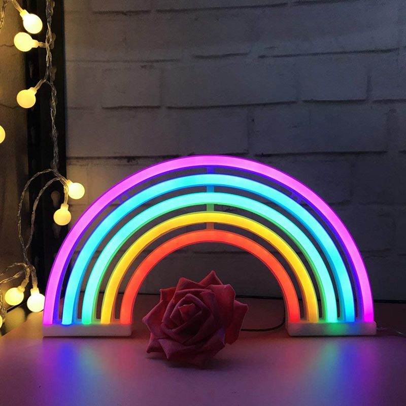 Lindo signo de neón del arco iris, luz LED de arco iris/lámpara para la decoración del dormitorio, lámparas de neón de la decoración del arco iris, decoración de la pared para el dormitorio de las muchachas, Chistmas,Birt