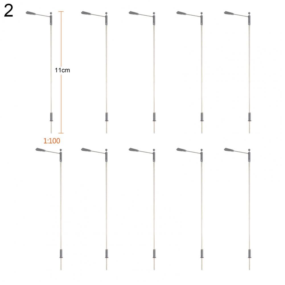 10Pcs Double Head Street Light Model LED Lighting Sand Lamp Railway Road Decor Street Light Model Lamp Railway Road Decor: 2