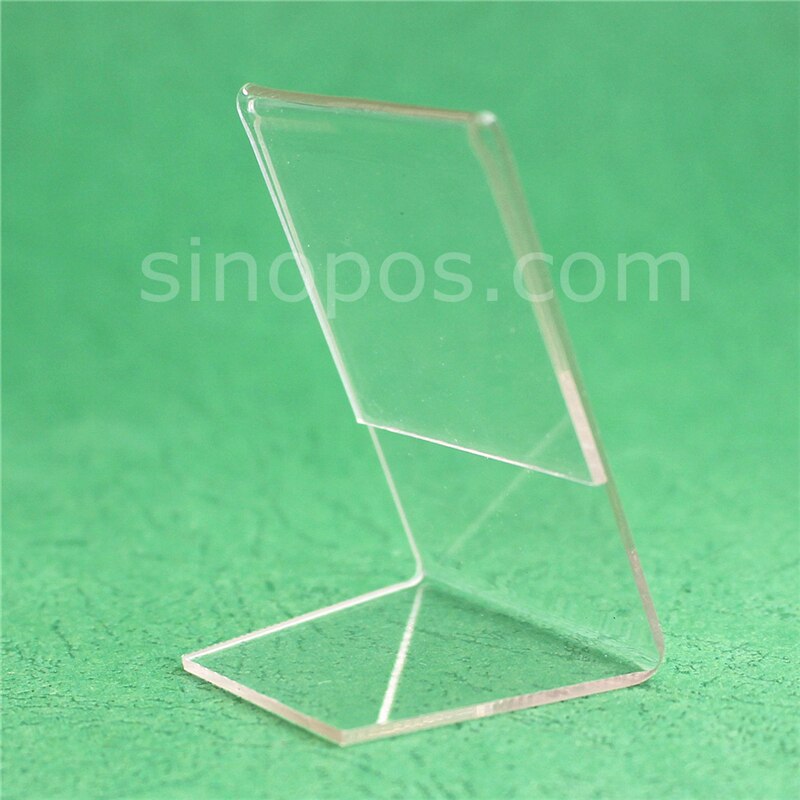 Acrylic Small Sign Holder 4x6cm, L-shape stand plastic glass ware jewelry advertising frame price tag signs card display plexi