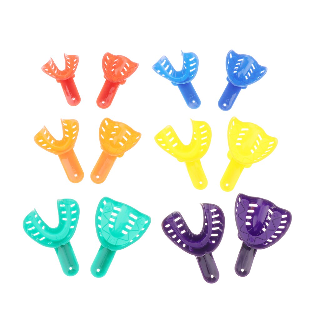 6 Pairs Upper &amp; Lower Plastic Impression Trays For Adults Children
