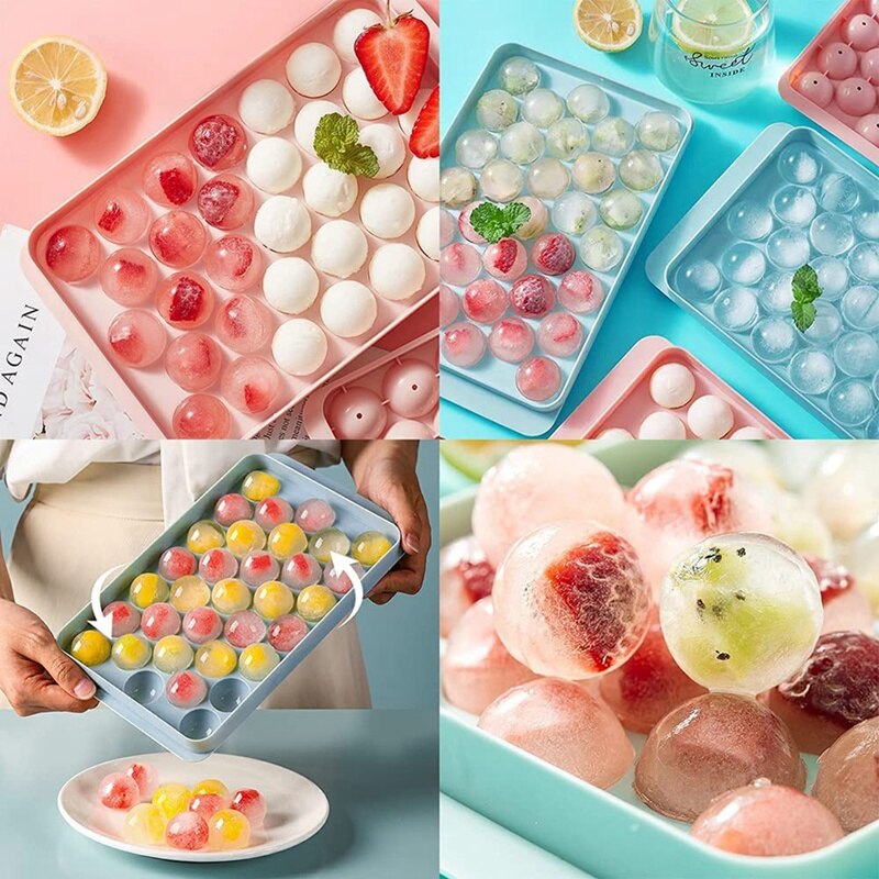 Round Ice-Cube Trays, Ice-Cube Maker Mold For Freezer, Circle Ice-Cube Tray Making Sphere Ice Chilling Cocktail