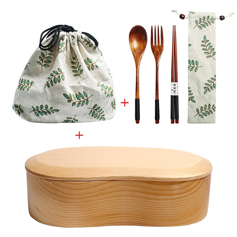 Wooden Lunch Box Set Student Bento Boxes Kit Eco-friendly Japanese Food Container Kitchen Tableware Sushi Case with Compartment: 6pcs-C