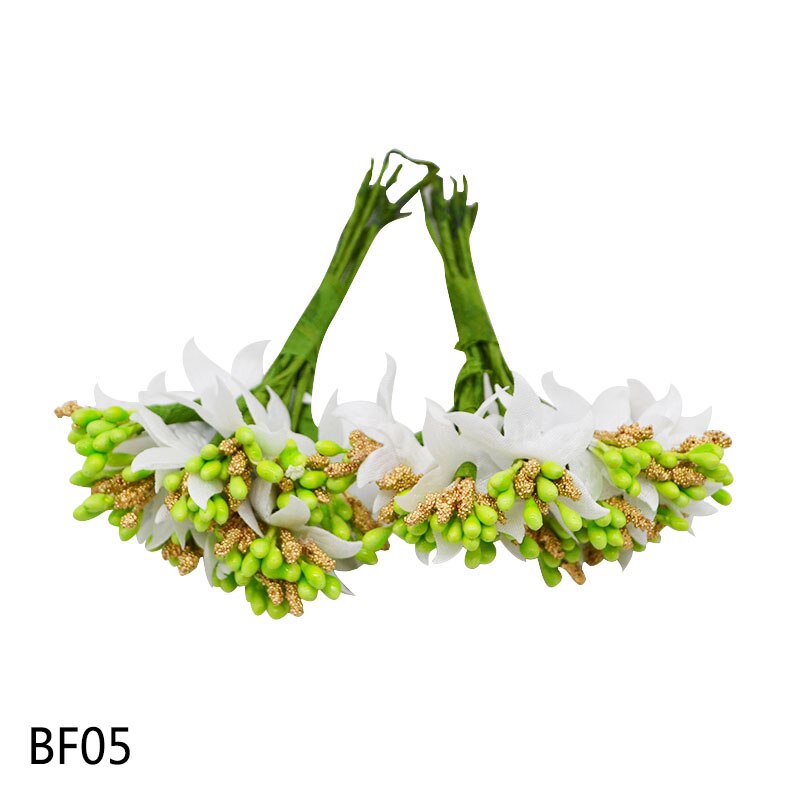 24 stk mini støvbærere bær guld sølv plastknop kunstig blomsterbuket scrapbooking håndværk bryllup dekoration fest forsyninger: Bf05