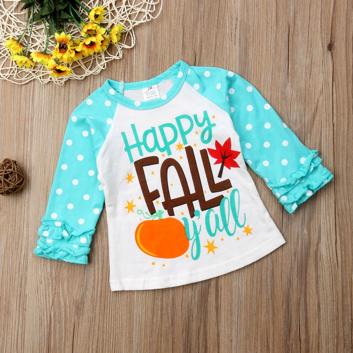 Toddler baby pige dreng glad efterår efterår bomuld brev tøj langærmet fest toppe t-shirt pop outfits 0-7t