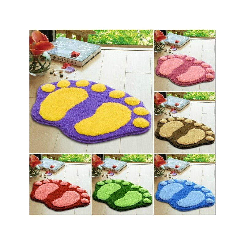 1Pcs 58.5X38.5 Cm Badmat Antislip Breiwol Badkamer Tapijt Super Zachte Voetafdrukken Badkamer Tapijt voor Thuis Decoratie
