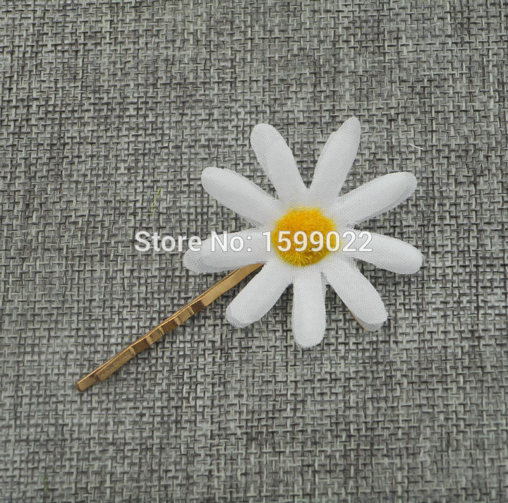 Fresh White Daisy Hair Pins Artificial Fabric Flowers Clips for Women Accessories Bride Jewelry Bridal Head Piece Party Headwear