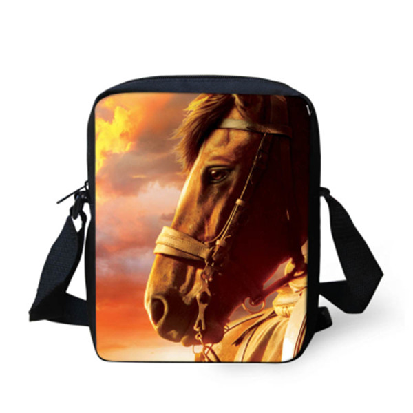 TWOHEARTSGIRL 3d Cool Paard Afdrukken Jongens Messenger Bag Student Crossbody Tas Kleine Kids Animal Strandtas Opslag Handtassen: Z097E