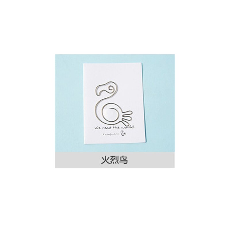5Pcs/pack And Funny Interesting Cartoon Animal Five Style Shape Paper Clips For Office School Metal Clips: Bird 1