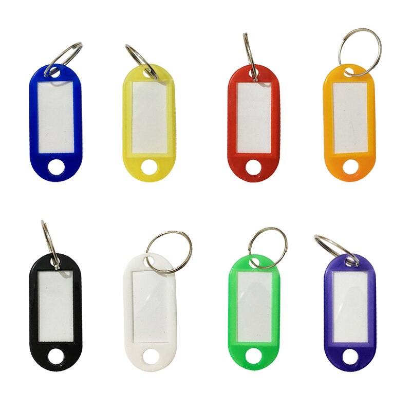 4 stk plastikmærke nøglering multi-farve nøgle-id-etiket tags bagage id-tags hotelnummer klassifikationskort med nøglering nøgleringe