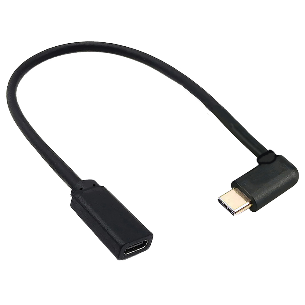 USB C Rechte Hoek 90 Graden USB2.0 Type-C Man-vrouw Verlengkabel 1FT/0.3 m voor Mobiele Telefoon Power Oplaadsnoer: Default Title