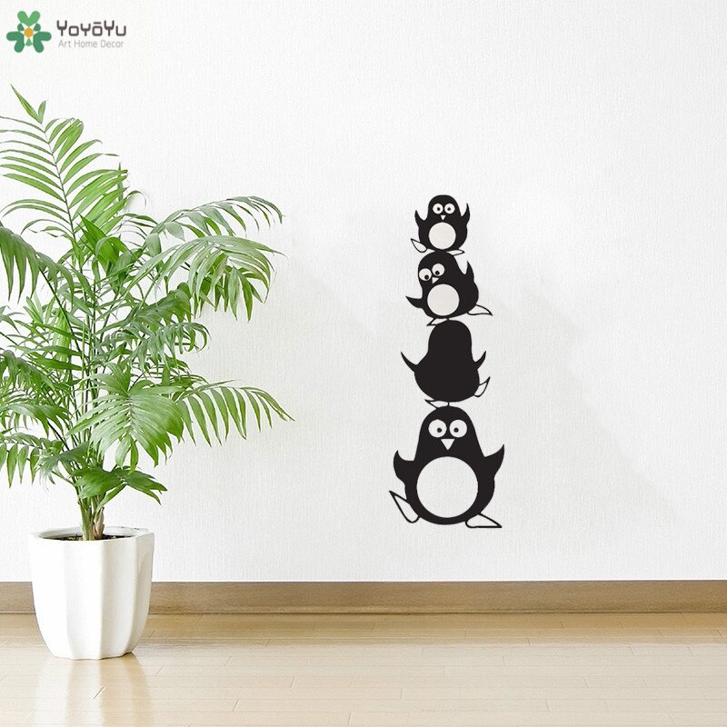 Penguin Cartoon Love Ship Wall Sticker Kids Girls Boys Teenager Room Vinyl Wallpaper Home Art Decoration Cute Penguin QQ437
