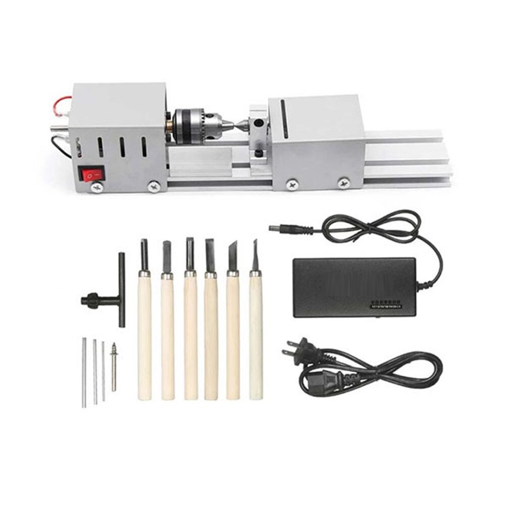 Best Selling Products Mini Lathe Beads Machine Woodworking DIY Lathe Standard Set with Power 12-24V Gereedschap: White