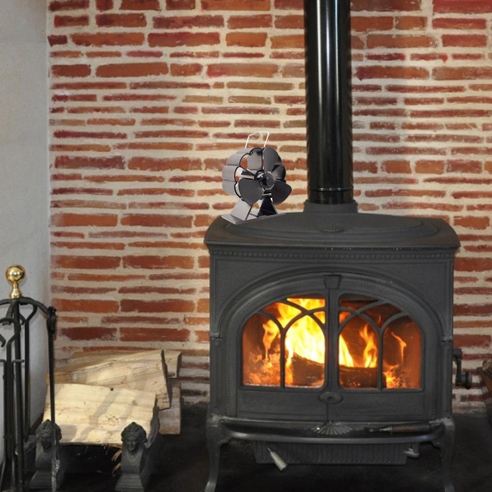 3 blade Fireplace Fan Silent Heat-powered 3-blade Head Moving Mini Fireplace Fan #W0