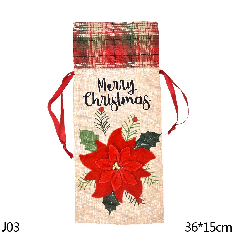 Julevinflaskebetræk taske glædelig jul tasker hjem julestrømpeholdere jule navidad årspynt: J03