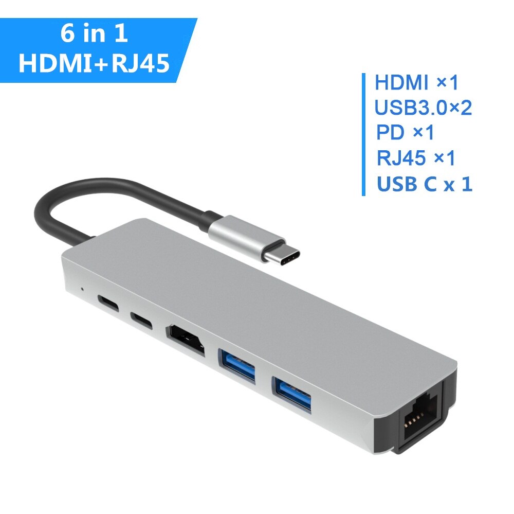 87W USB C Hub Blitz 3 Docking Bahnhof 4K HDMI Typ-C Hub zu HDMI USB 3,0 Adapter für MacBook Profi Zubehör USB Konverter: 6 in 1USB Hub
