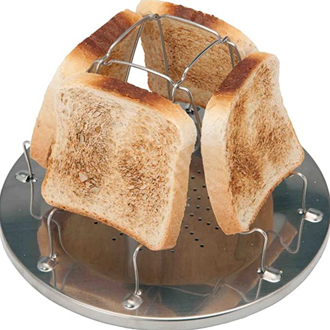 1Pc Practical 4 Slice Bread Toast Rack Grill Gas Stoves Cooker BBQ Camping Toaster Tray Stainless Steel Plates